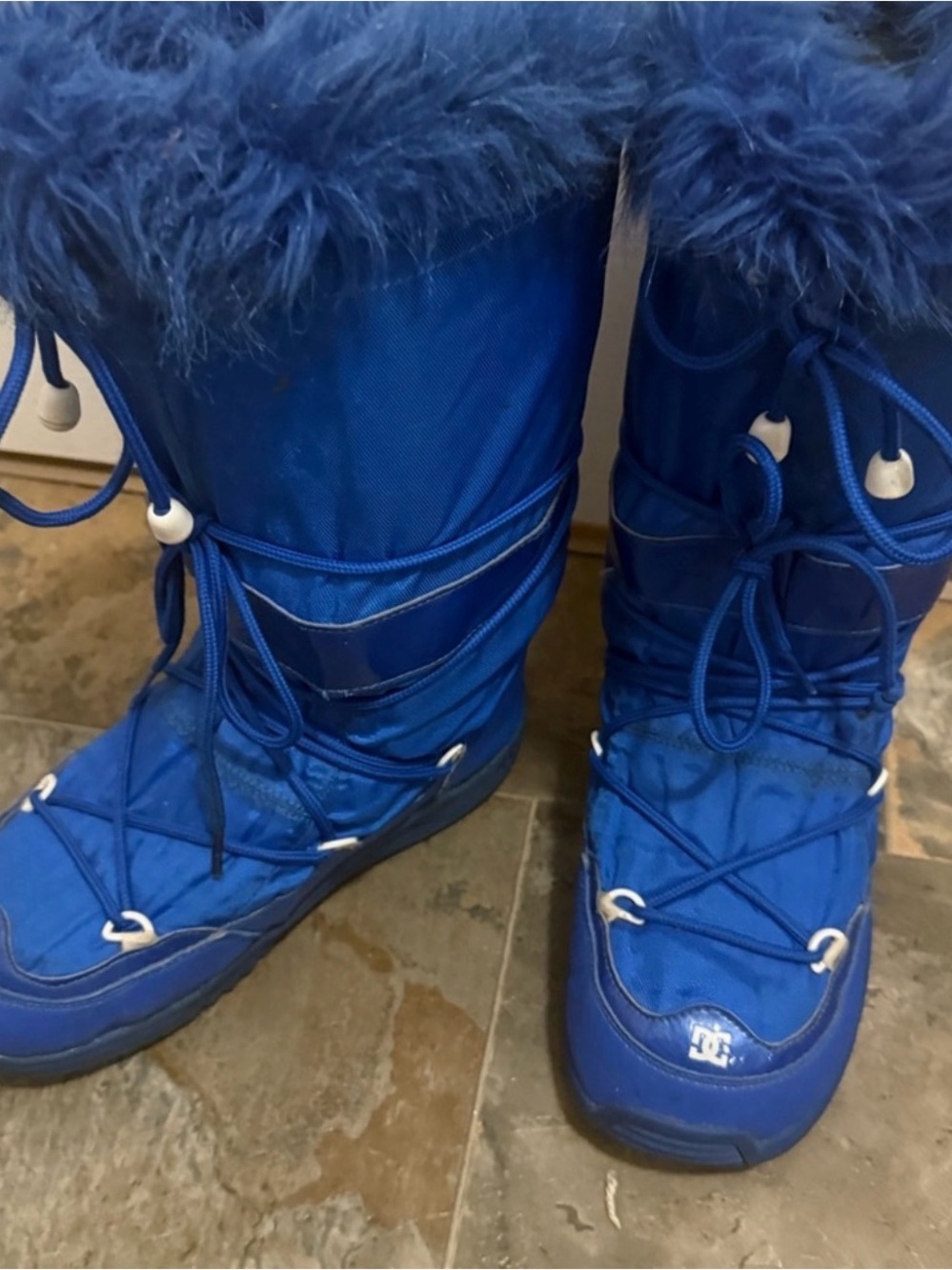 DC Blue Faux-Fur Trim Winter Snow Boots